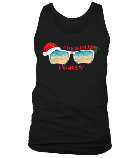 Christmas in July Santa Hat Sunglasses Summer Tank Top Unisex