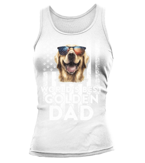 Vintage Usa Flag World s Best Golden Retriever Dog Tank top Woman