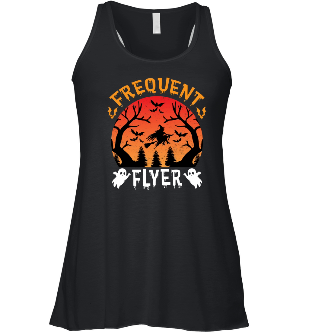 Frequent Flyer Witch Broom Girl Lady Halloween Women's Flowy Tank Top