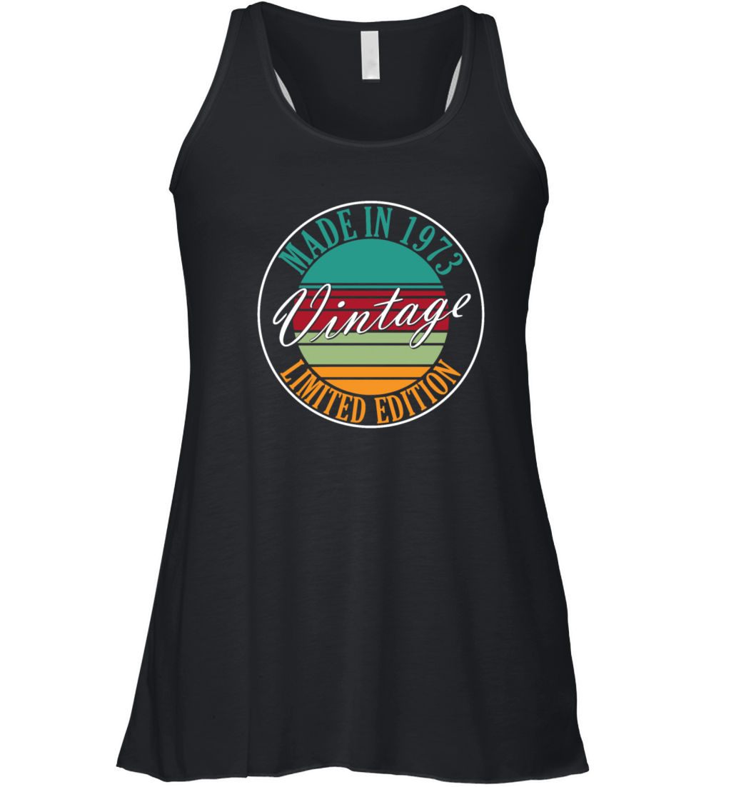 Made in 1973 vintage retro birthday Women's Flowy Tank Top