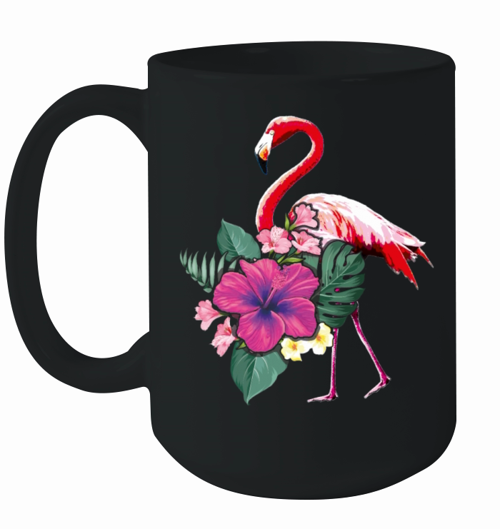 Tropical Flamingo Palm Tree Surf Hello Summer Ceramic Mug