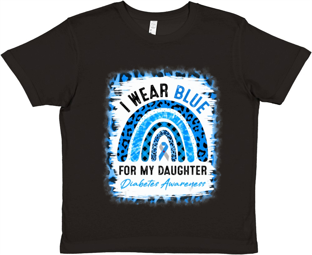 I Wear Blue Ribbon For My Daughter T1D Diabetes Aw Premium Kids Crewneck T-shirt