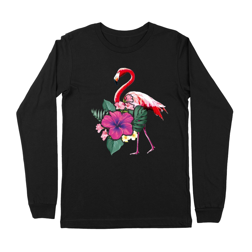 Tropical Flamingo Palm Tree Surf Hello Summer Premium Long Sleeve