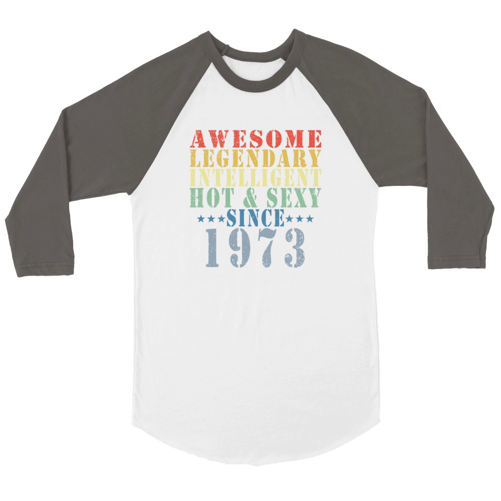 50th Birthday Man June Vintage 1973 Awesome Unisex ¾ sleeve Raglan T-shirt