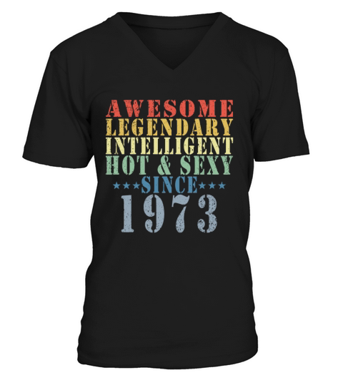 50th Birthday Man June Vintage 1973 Awesome V-Neck T-shirt