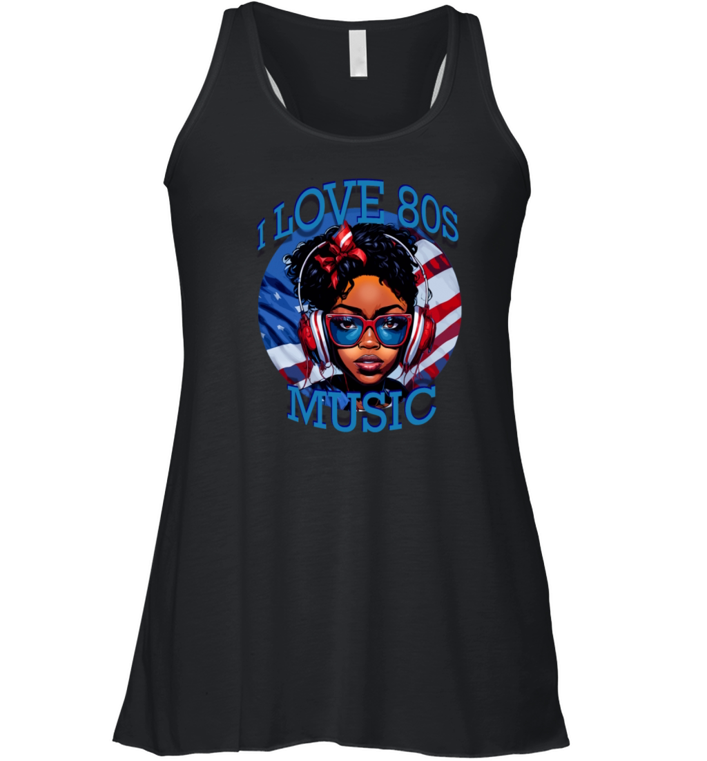 girl usa loves 80s retro music Women's Flowy Tank Top