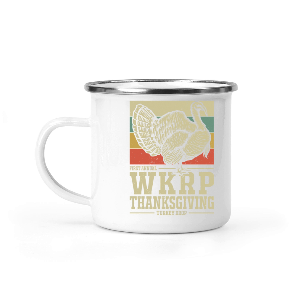 WKRP Thanksgiving Turkey Drop Vintage Retro 70s Camping Mug