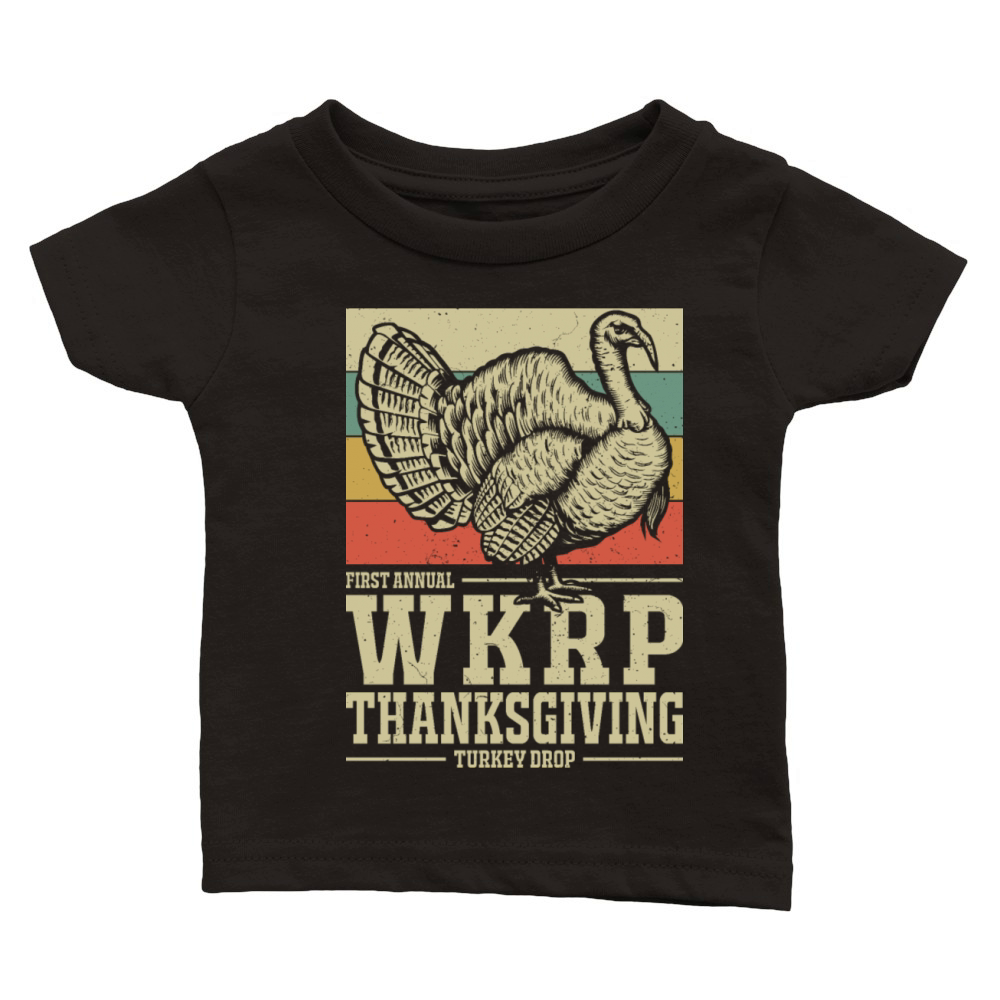 WKRP Thanksgiving Turkey Drop Vintage Retro 70s Classic Baby Crewneck T-shirt