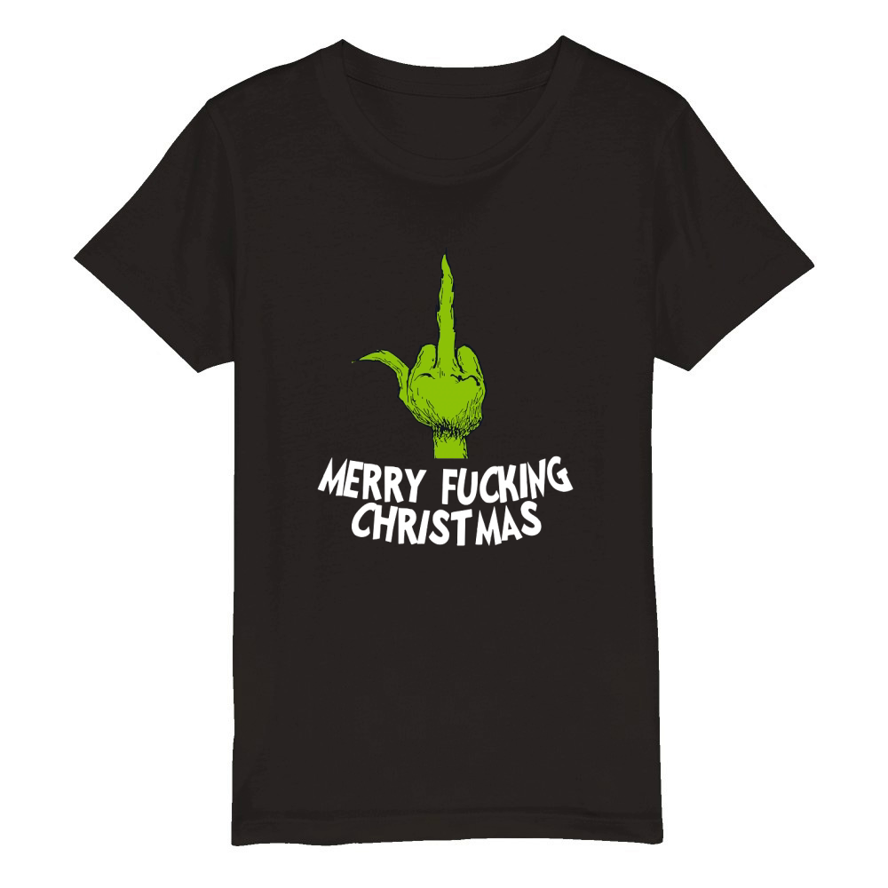 The Grinch Merry Fucking Christmas Organic Kids Crewneck T-shirt