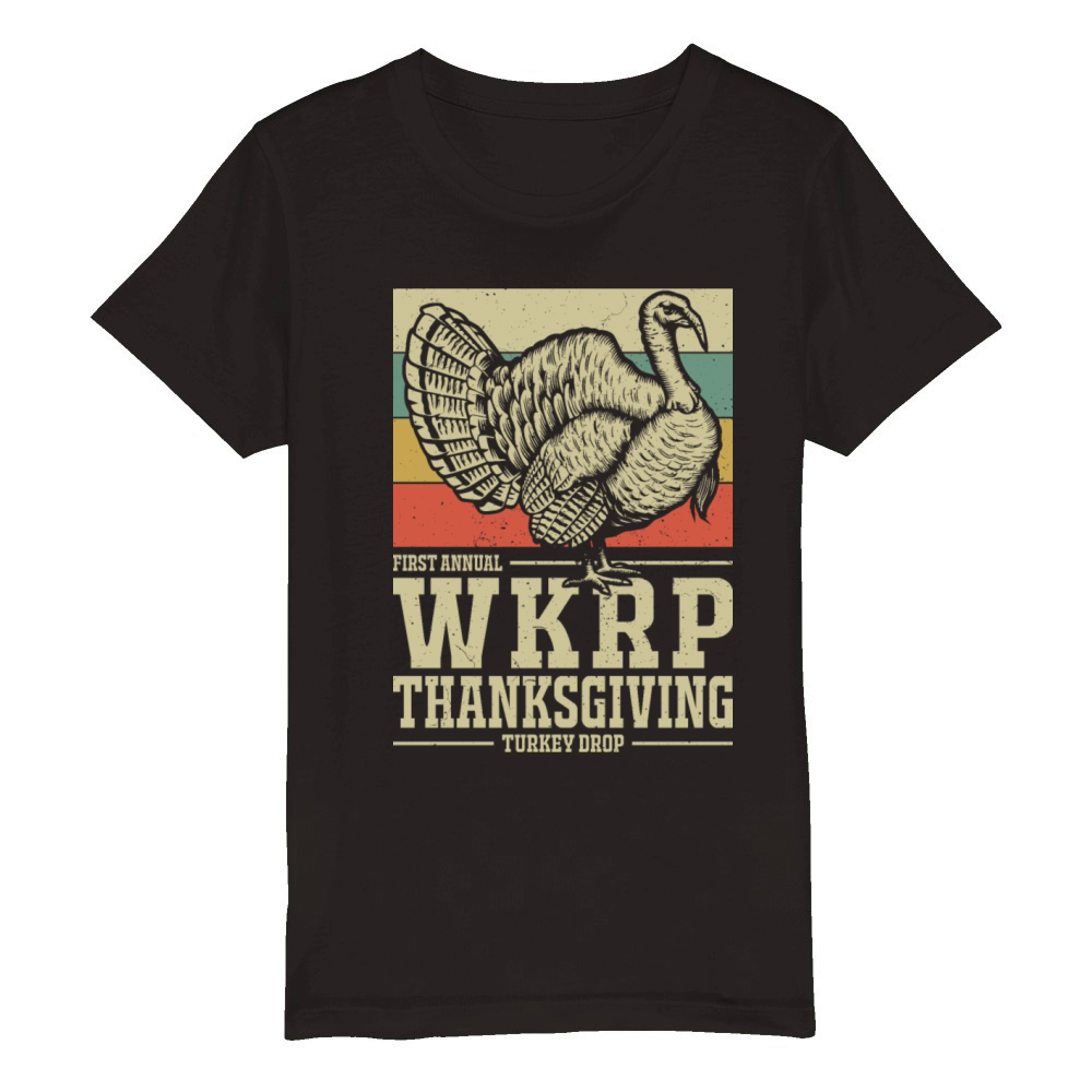 WKRP Thanksgiving Turkey Drop Vintage Retro 70s Organic Kids Crewneck T-shirt