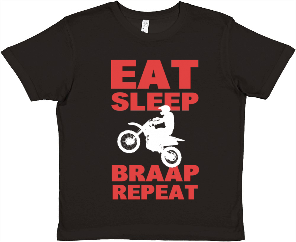 Eat Sleep Braap Repeat Motorcross Rider Premium Kids Crewneck T-shirt