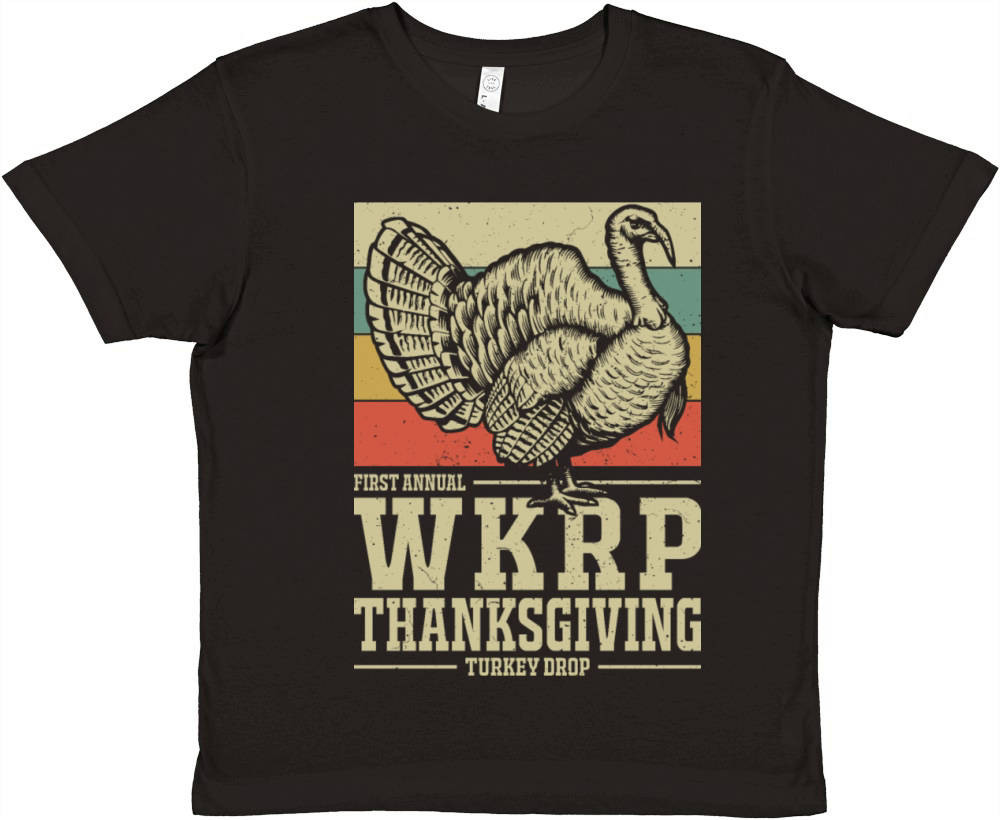 WKRP Thanksgiving Turkey Drop Vintage Retro 70s Premium Kids Crewneck T-shirt