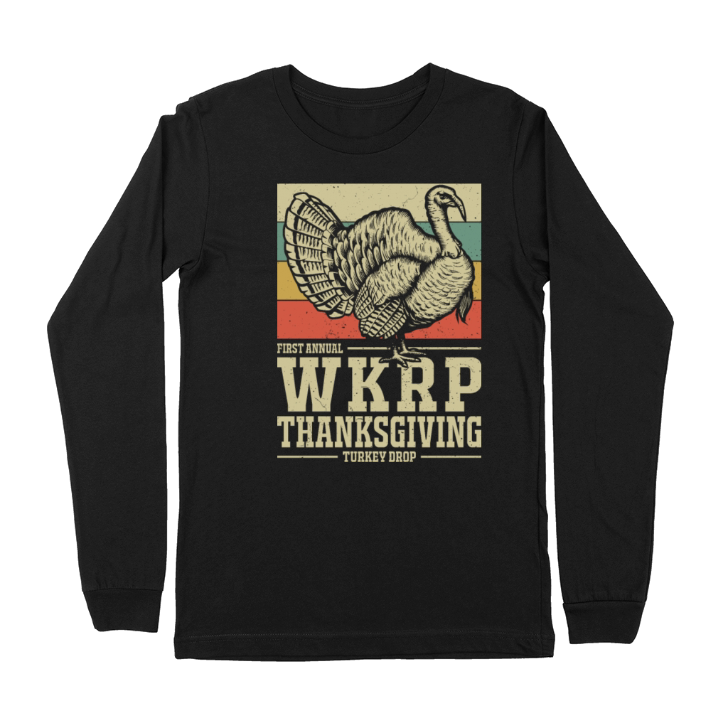 WKRP Thanksgiving Turkey Drop Vintage Retro 70s Premium Long Sleeve
