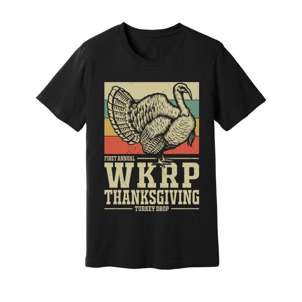 WKRP Thanksgiving Turkey Drop Vintage Retro 70s Unisex Jersey Tee