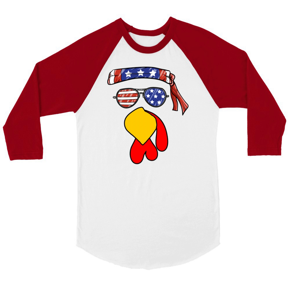 Turkey Face Thanksgiving Matching Outfit Family Unisex ¾ sleeve Raglan T-shirt