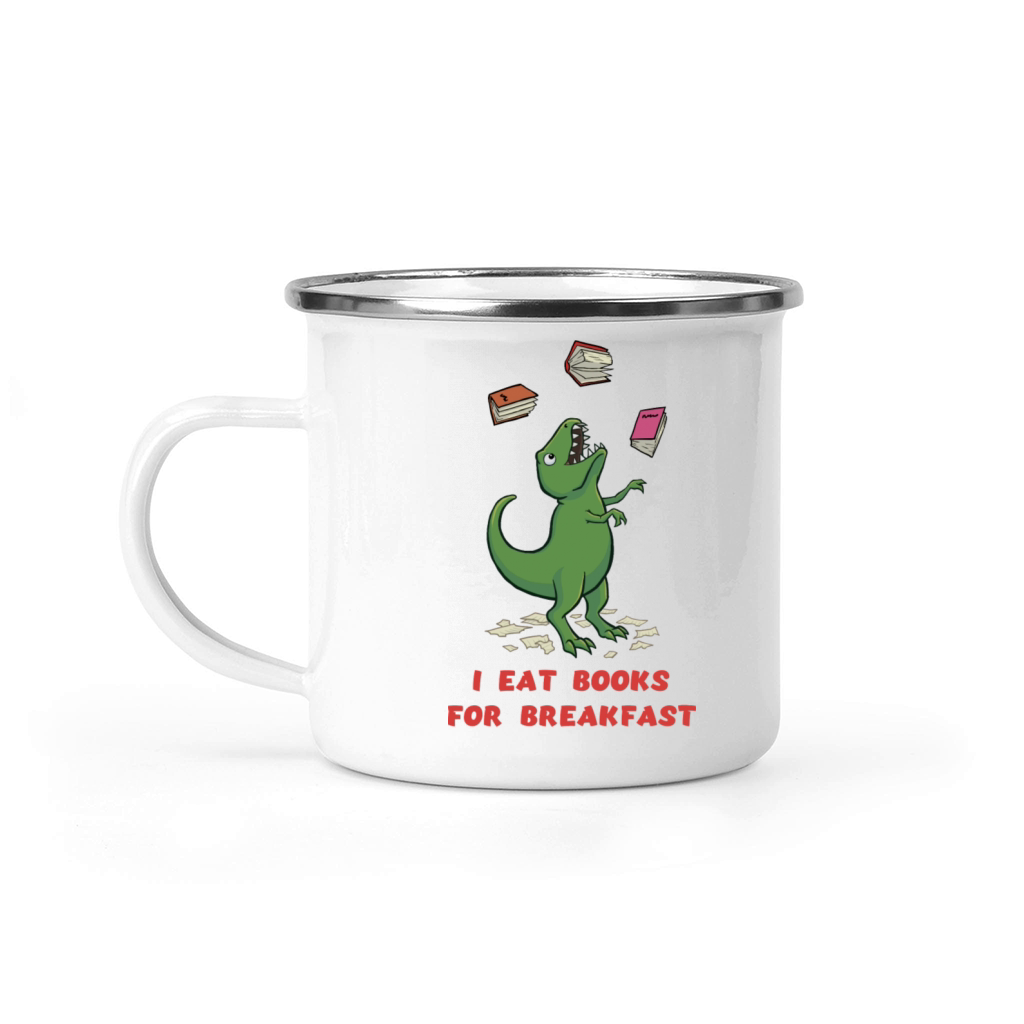 T Rex Book Lover Dinosaur Camping Mug