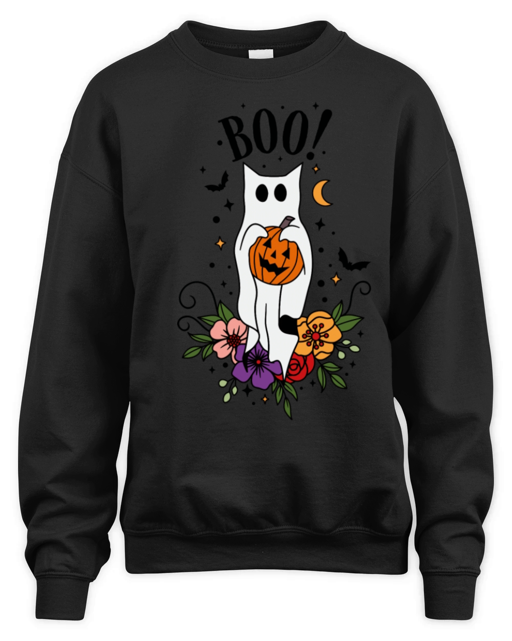 Halloween Cat Ghost Unisex Premium Crewneck Sweatshirt