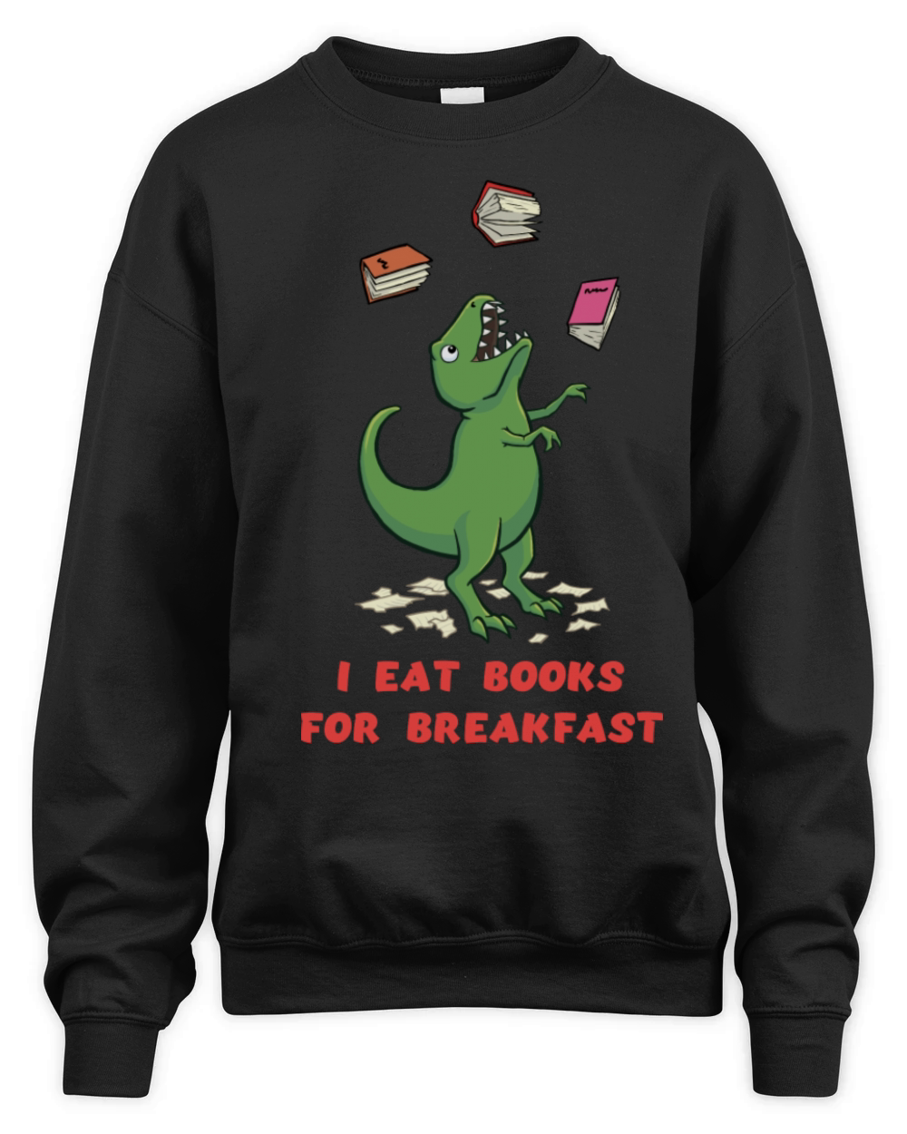 T Rex Book Lover Dinosaur Unisex Premium Crewneck Sweatshirt