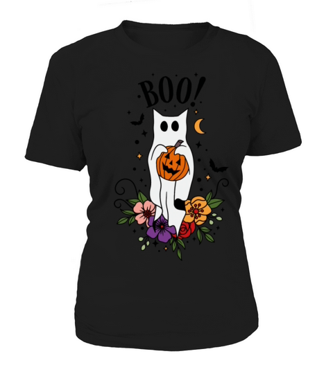 Halloween Cat Ghost Women's T-Shirt