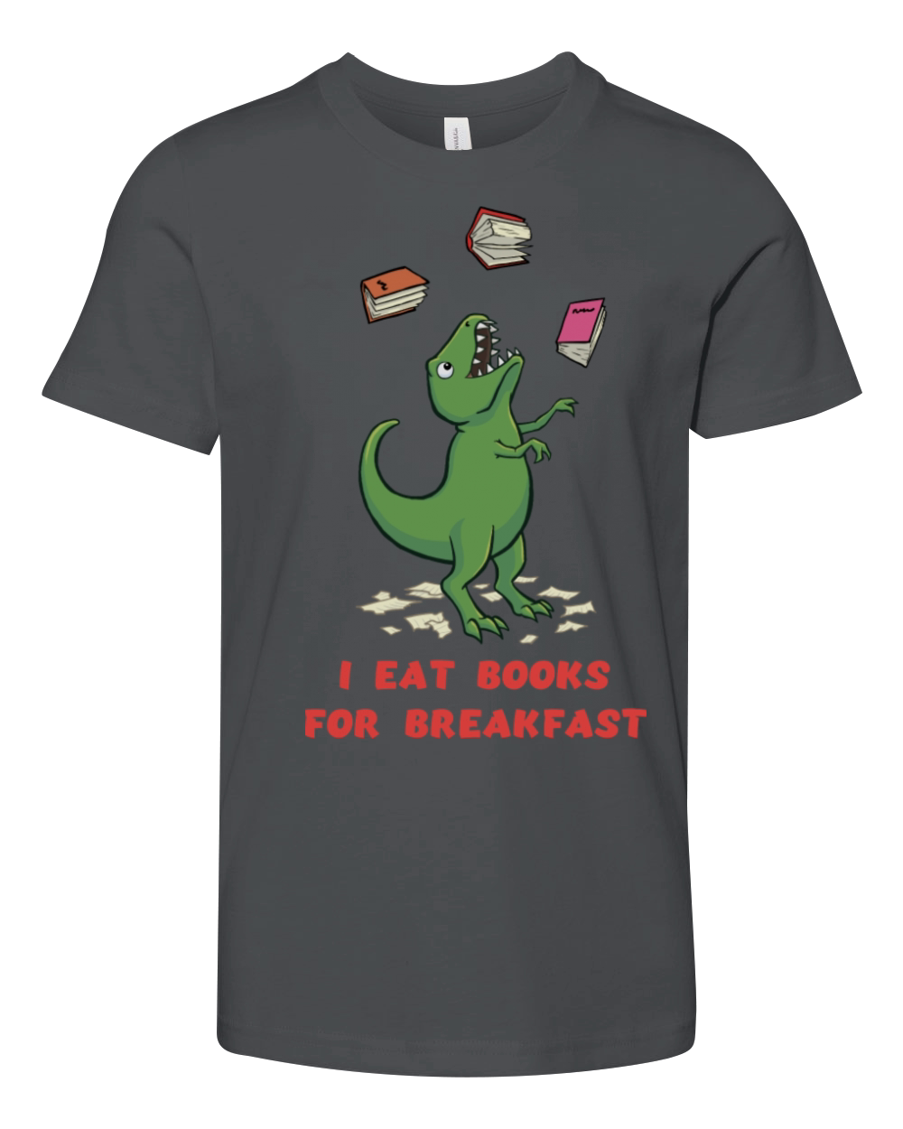 T Rex Book Lover Dinosaur Youth Unisex Jersey Tee