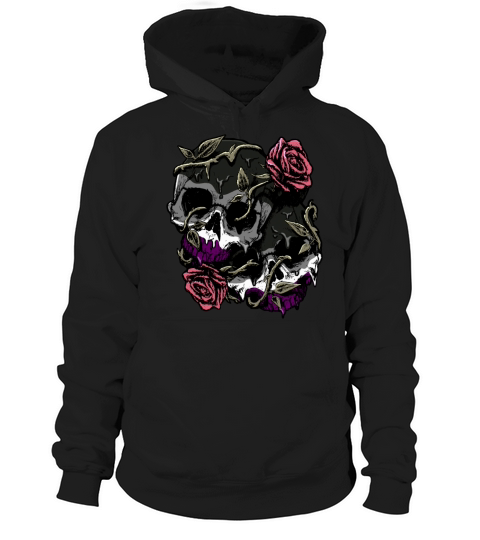 Asexual Pride Ace Flag Skull Roses Subtle LGBTQ Hoodie Unisex