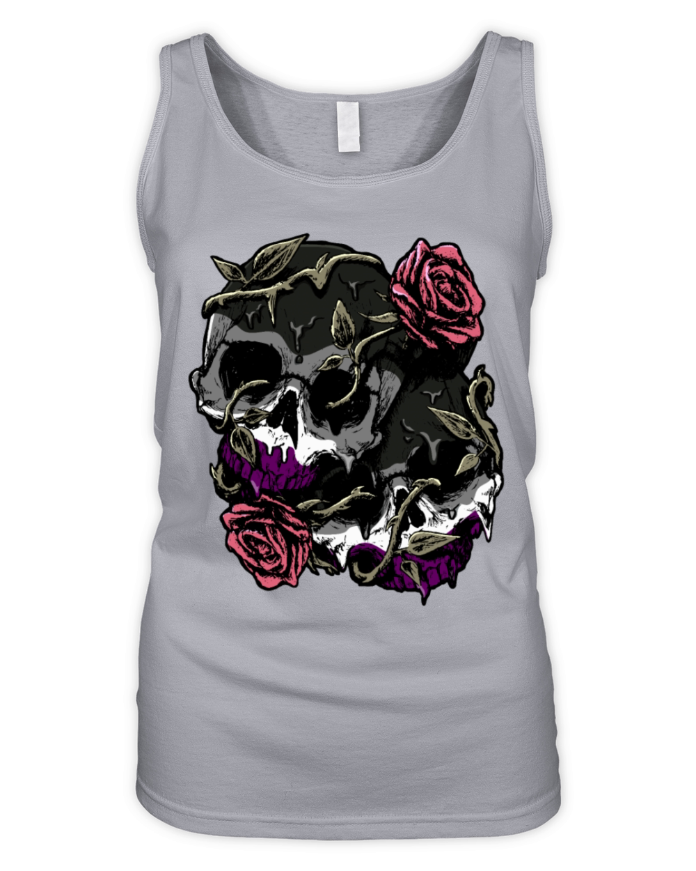 Asexual Pride Ace Flag Skull Roses Subtle LGBTQ Organic Women's Tank Top