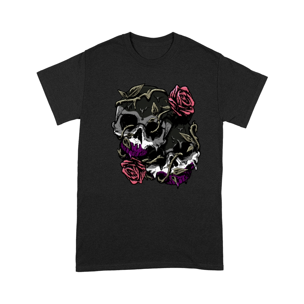 Asexual Pride Ace Flag Skull Roses Subtle LGBTQ Premium T-shirt