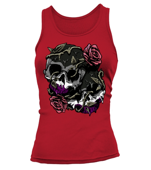 Asexual Pride Ace Flag Skull Roses Subtle LGBTQ Tank top Woman
