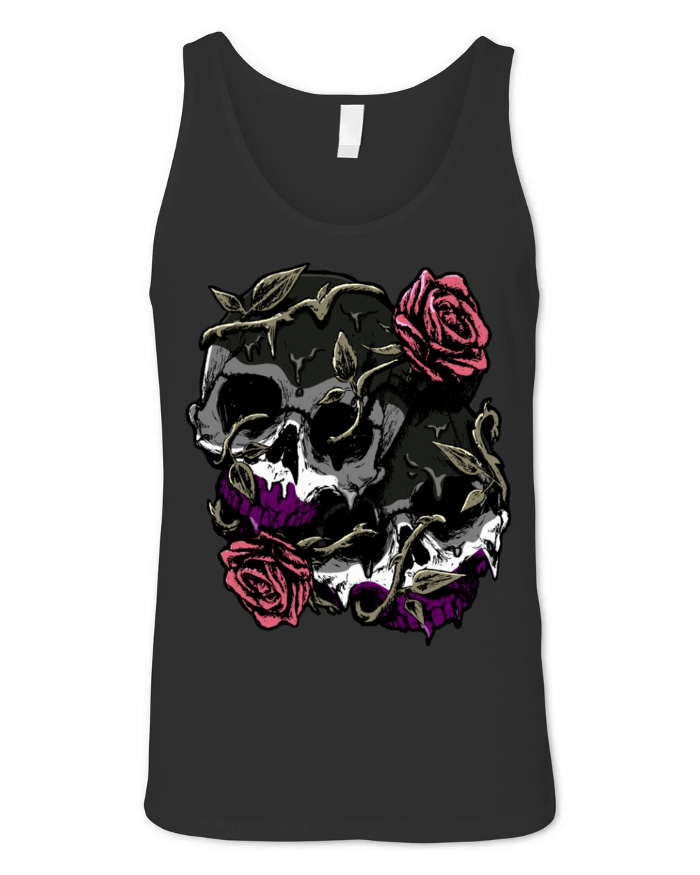 Asexual Pride Ace Flag Skull Roses Subtle LGBTQ Unisex Jersey Tank