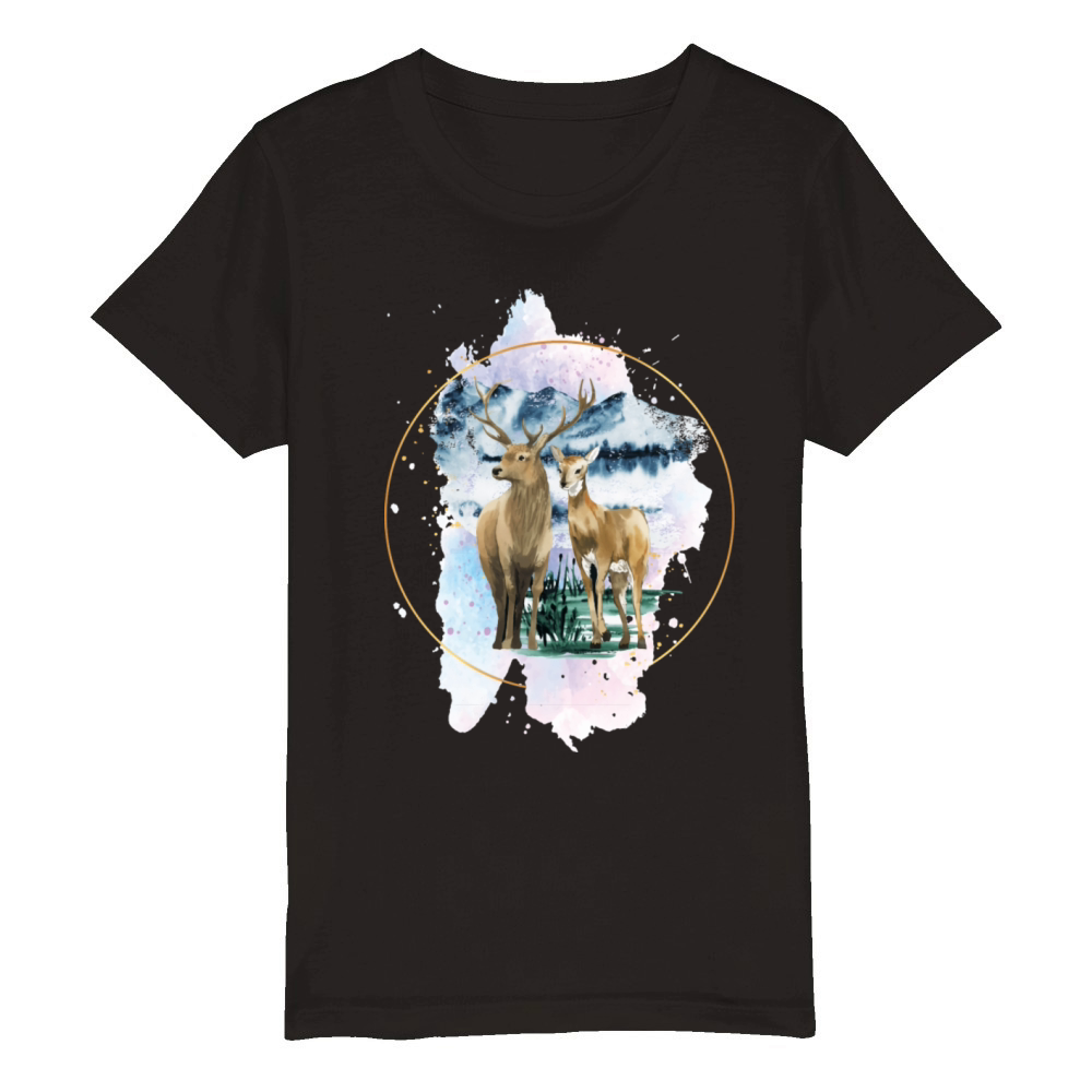 Hirsch Nature Hiking Outdoor Mountains Organic Kids Crewneck T-shirt