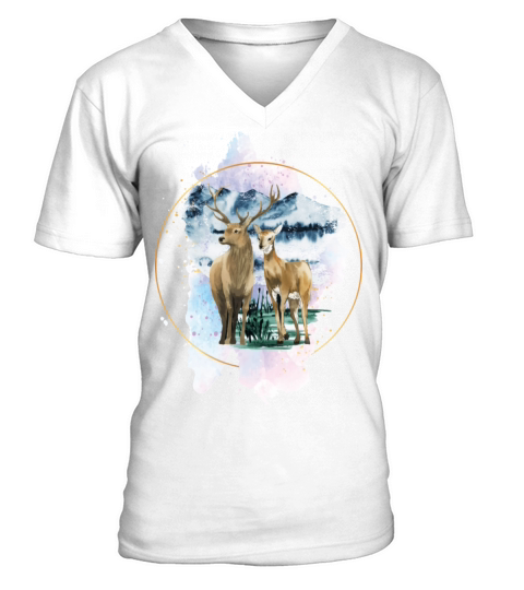 Hirsch Nature Hiking Outdoor Mountains V-Neck T-shirt
