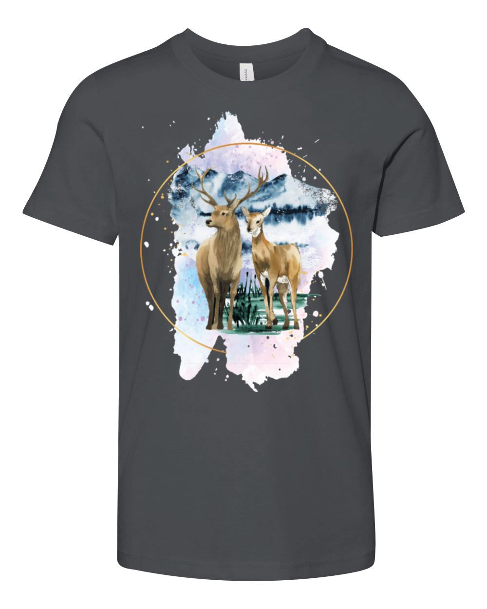 Hirsch Nature Hiking Outdoor Mountains Youth Unisex Jersey Tee