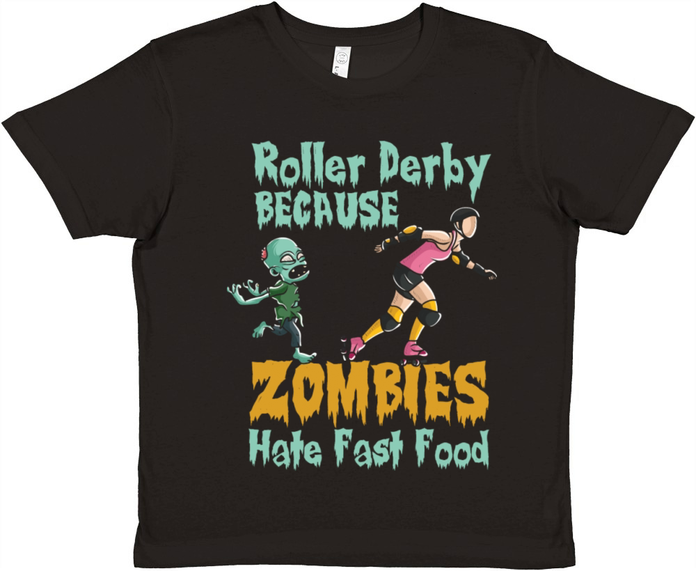 Roller Derby Because Zombies Hate Fast Food Premium Kids Crewneck T-shirt