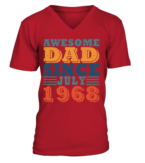 Father July 1968 vintage birthday dad saying 55 V-Neck T-shirt