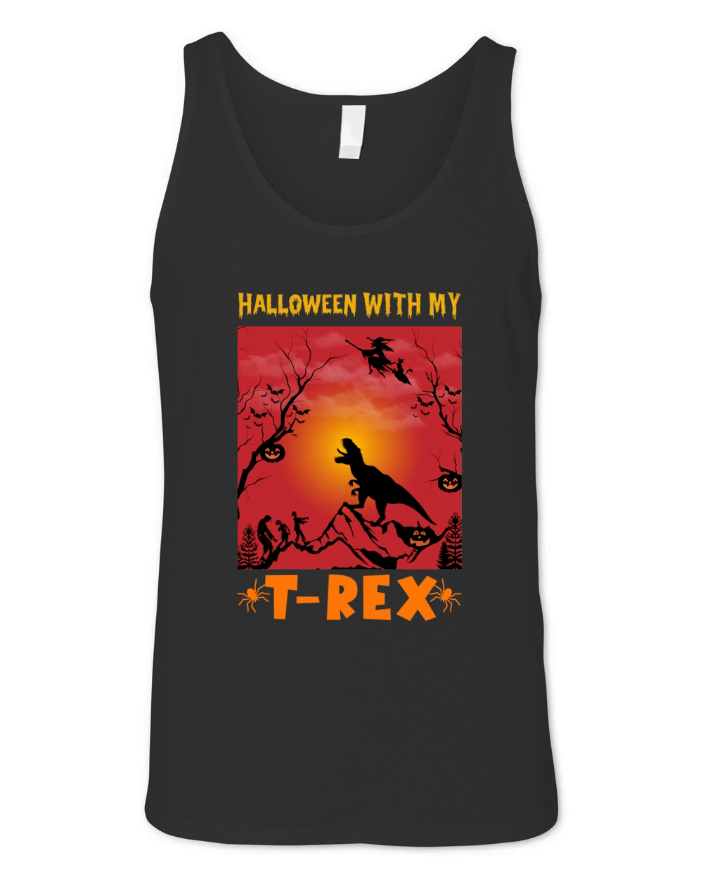Halloween with my T Rex Unisex Jersey Tank