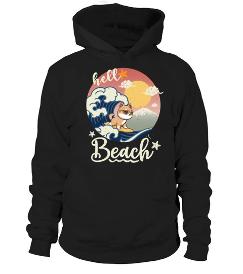 Vintage Sunset Surfing Shiba Inu - Beach Summer Hoodie Unisex