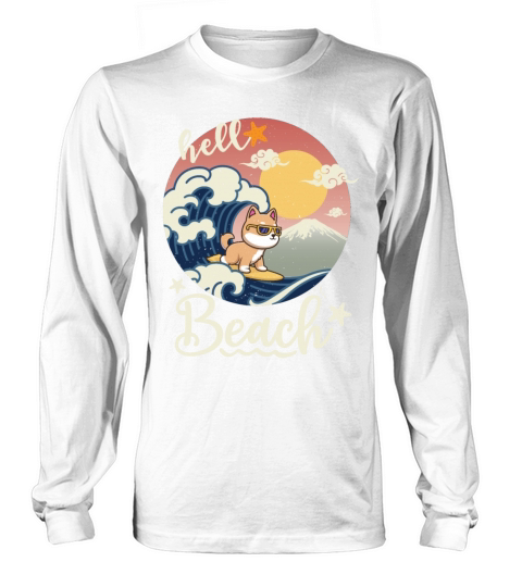Vintage Sunset Surfing Shiba Inu - Beach Summer Long sleeved Unisex
