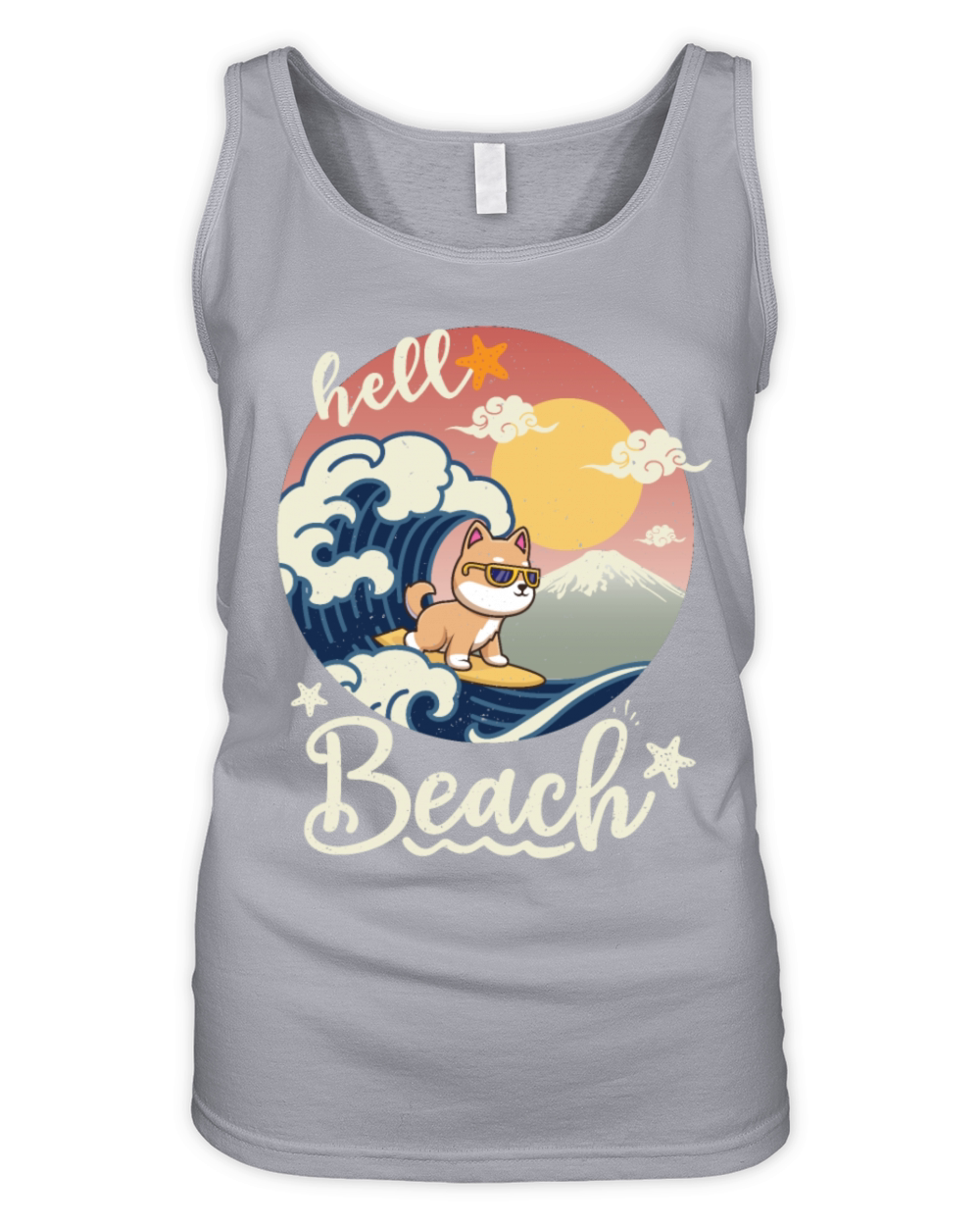 Vintage Sunset Surfing Shiba Inu - Beach Summer Organic Women's Tank Top