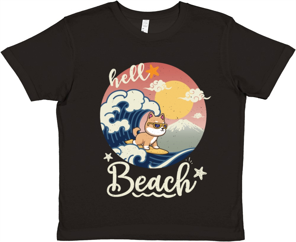 Vintage Sunset Surfing Shiba Inu - Beach Summer Premium Kids Crewneck T-shirt