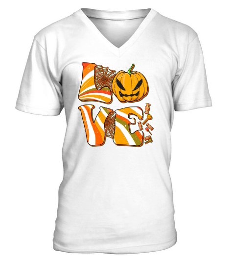 Retro Pumpkin For The Love Of Halloween Costume Party V-Neck T-shirt