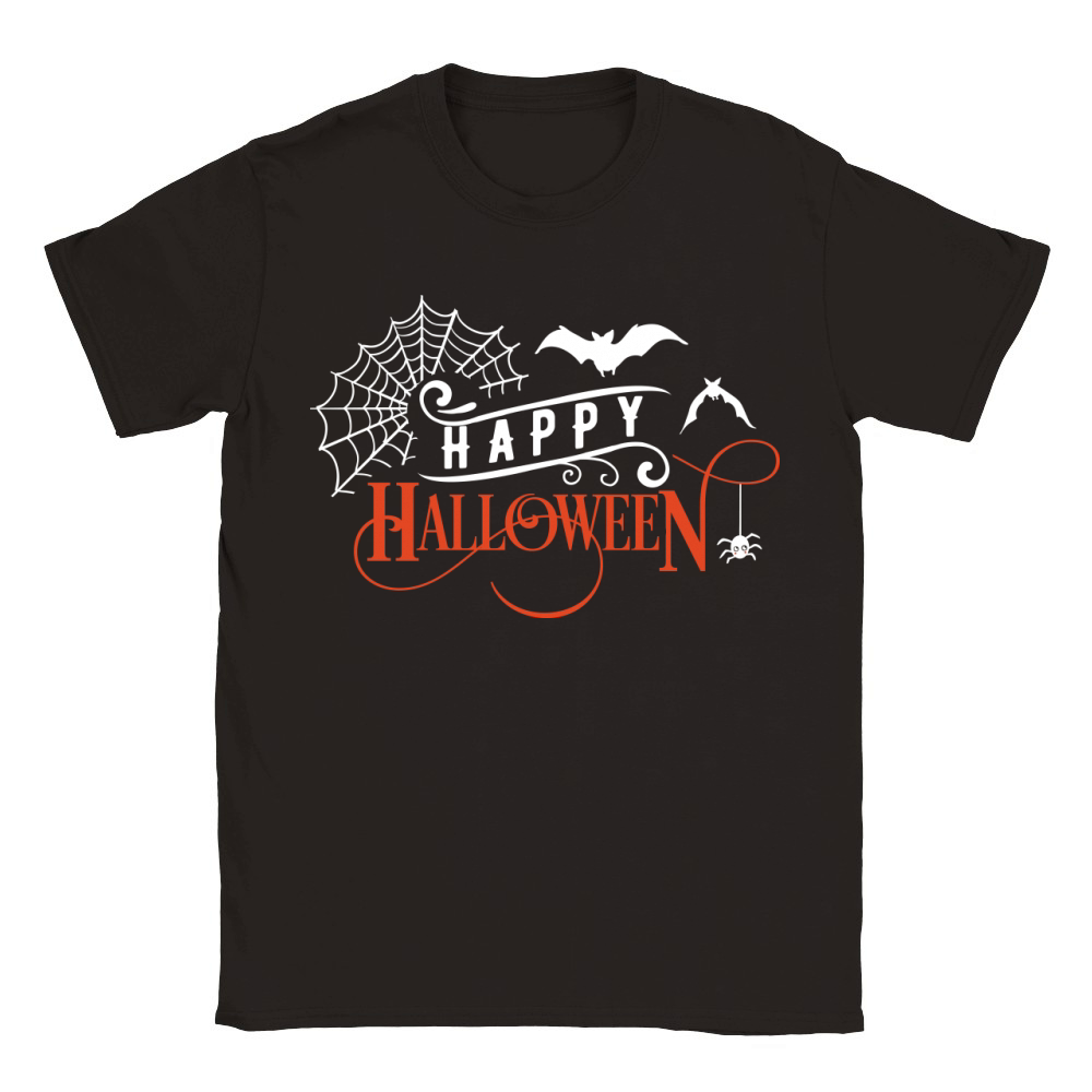 Happy Halloween  orange and white Classic Kids Crewneck T-shirt