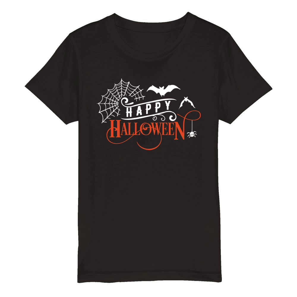Happy Halloween  orange and white Organic Kids Crewneck T-shirt