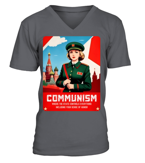 Funny Retro Art Style Soviet Communism USSR Humor V-Neck T-shirt