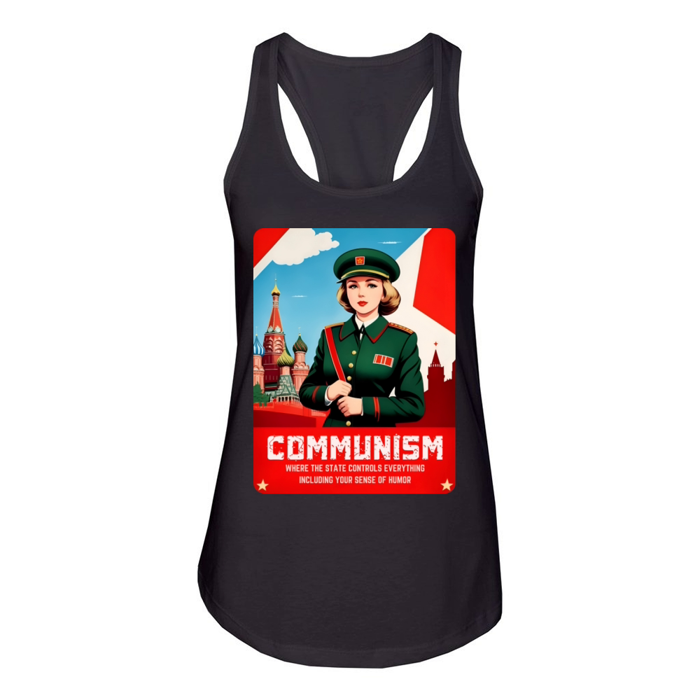 Funny Retro Art Style Soviet Communism USSR Humor Women's Racerback Tank