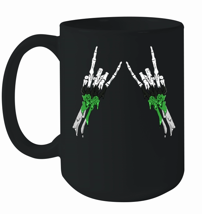 Demiromantic Pride Flag Devil Horn Skeleton Subtle Ceramic Mug