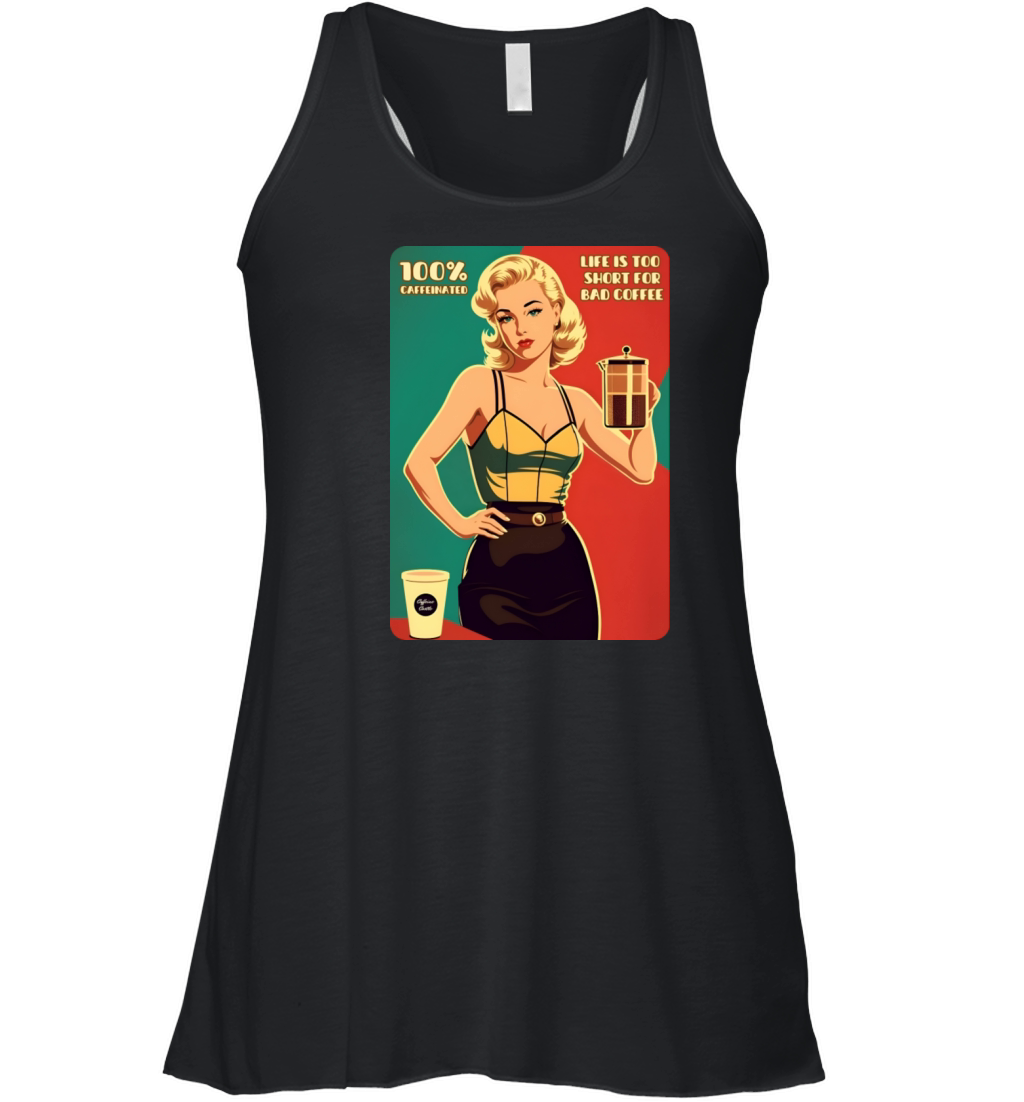 Cute Witty Funny Retro Art Style Coffee Humor Meme Women's Flowy Tank Top