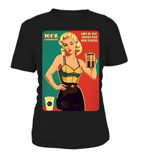 Cute Witty Funny Retro Art Style Coffee Humor Meme Women's T-Shirt