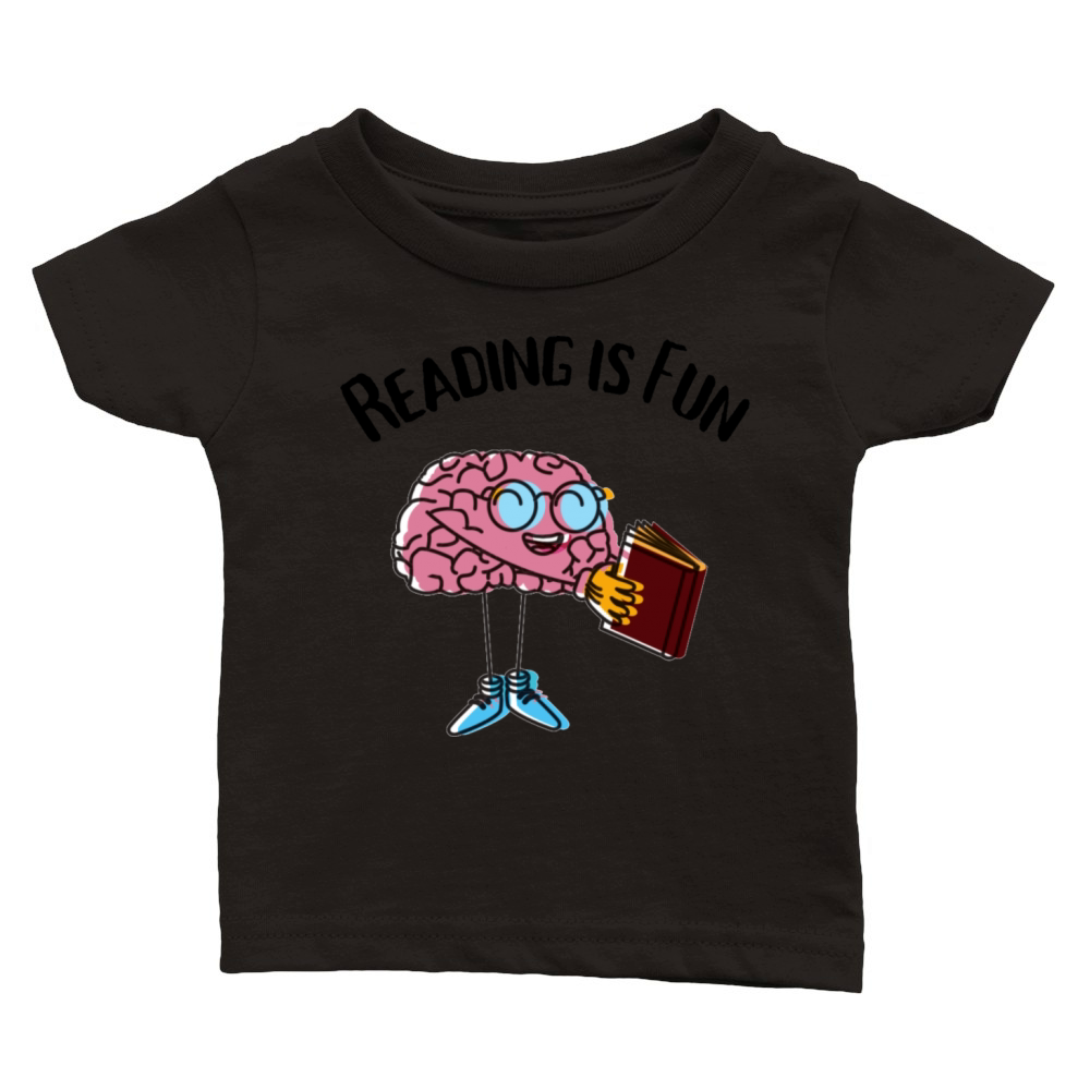 Reading Is Fun Brain Reading Classic Baby Crewneck T-shirt