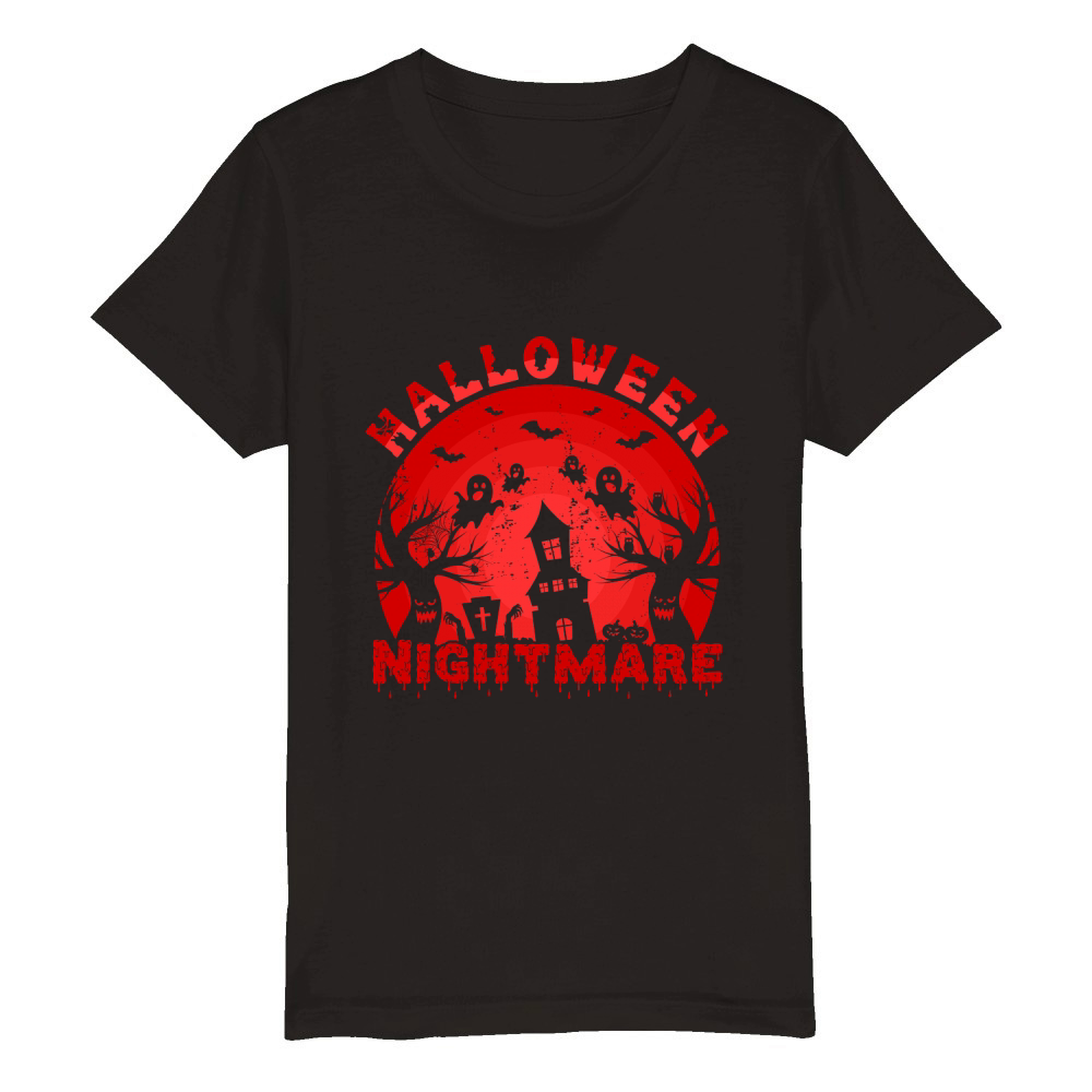 Halloween Nightmare Red Restro Organic Kids Crewneck T-shirt
