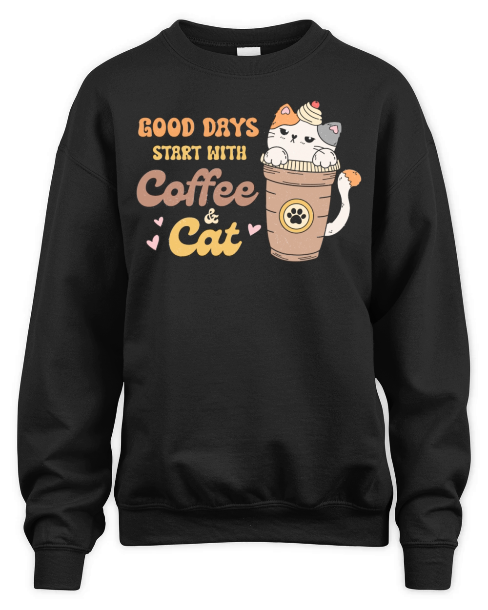 Good Days Start with Cat and Coffee Unisex Premium Crewneck Sweatshirt